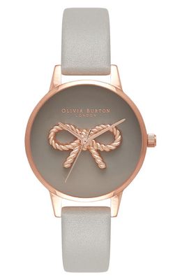 Olivia Burton Vintage Bow Leather Strap Watch
