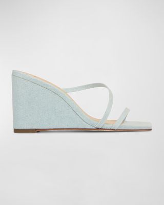 Olivia Denim Dual-Band Wedge Sandals