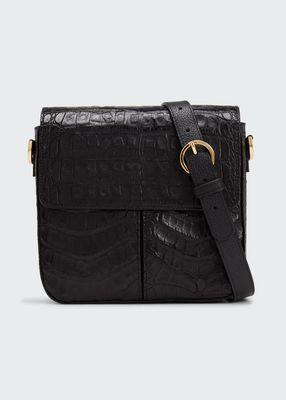 Olivia Flap Crocodile Crossbody Bag