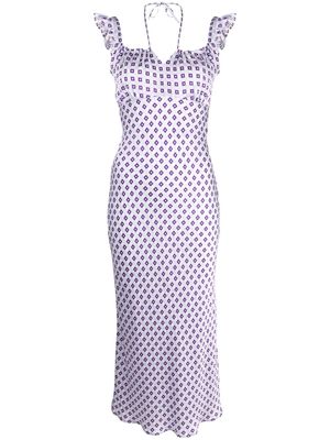Olivia Rubin Amaya geometric-pattern satin midi dress - Multicolour