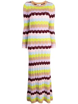 Olivia Rubin Mirabel swirl-pattern pointelle-knit maxi dress - Multicolour