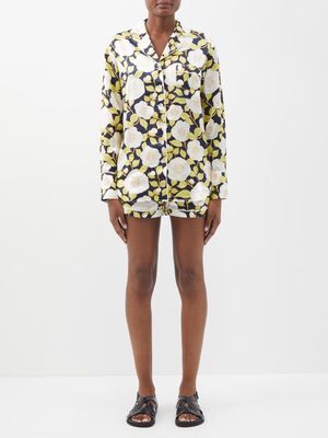 Olivia Von Halle - Alba Floral-print Silk-satin Shirt And Shorts - Womens - Floral