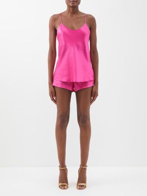 Olivia Von Halle - Bella Silk-satin Pyjama Set - Womens - Bright Pink
