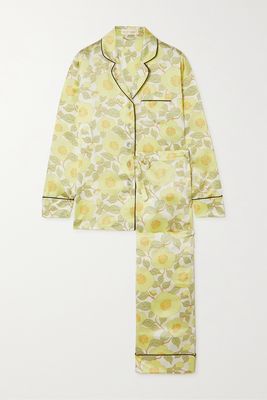 Olivia von Halle - Lila Floral-print Silk-satin Pajama Set - Yellow