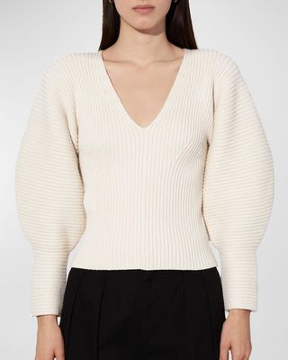 Olla Puff-Sleeve Organic Cotton Sweater