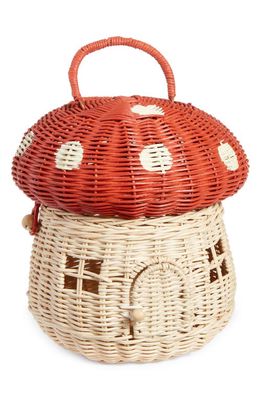 Olli Ella Rattan Mushroom Basket in Red