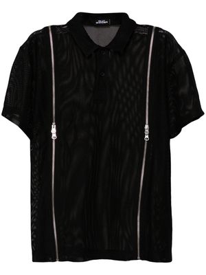 Olly Shinder double-zip mesh polo shirt - Black