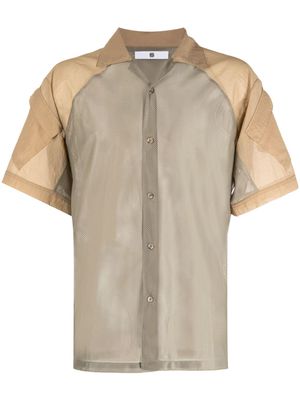 Olly Shinder mesh-panel short-sleeved shirt - Brown