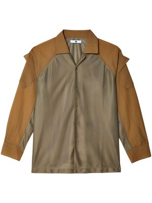 Olly Shinder panelled-design notched-lapels shirt - Brown