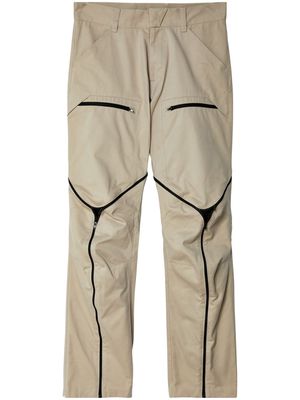 Olly Shinder zip-detailing cotton straight-leg trousers - Neutrals