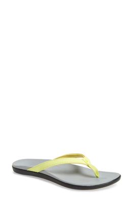 OluKai Ho Opio Flip Flop in Pineapple Grey Faux Leather