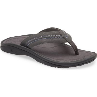 OluKai Hokua Flip Flop in Pavement /Pavement