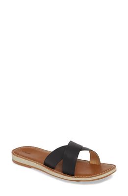 OluKai Ke'a Slide Sandal in Black/Tan Leather