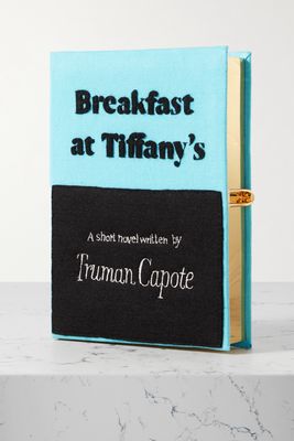 Olympia Le-Tan - Breakfast At Tiffany's Embroidered Appliquéd Canvas Clutch - Blue