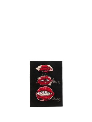 Olympia Le-Tan Lips embroidered book clutch bag - Black