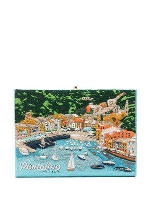 Olympia Le-Tan Portofino embroidered clutch bag - Blue