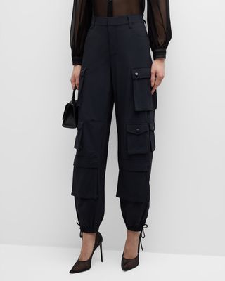 Olympia Mid-Rise Ankle-Tie Cargo Pants
