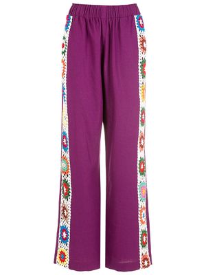Olympiah crochet-stripe track trousers - Purple