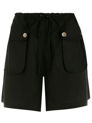 Olympiah drawstring-waist flap-pocket shorts - Black