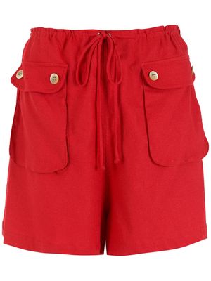 Olympiah drawstring-waist flap-pocket shorts - Red