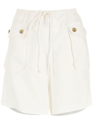 Olympiah drawstring-waist flap-pocket shorts - White