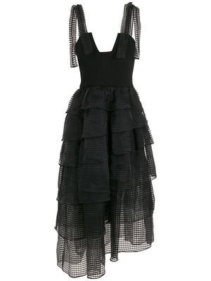 Olympiah mesh-tiered bodice midi dress - Black
