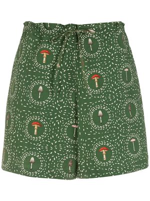 Olympiah mushroom-print drawstring shorts - Green