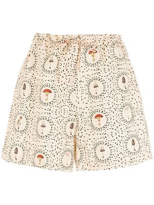 Olympiah mushroom-print drawstring shorts - Neutrals
