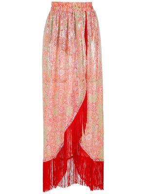 Olympiah paisley-print wrap fringe skirt - Red