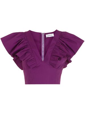 Olympiah ruffled-detail cropped blouse - Purple