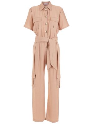Olympiah short-sleeve buttoned jumpsuit - Neutrals