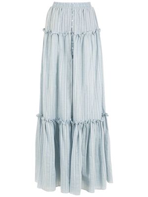Olympiah stripe-print tiered skirt - Blue