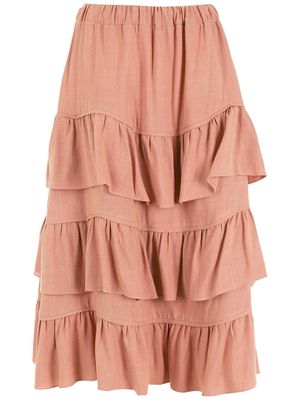 Olympiah tiered-ruffle skirt - Brown