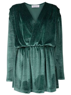 Olympiah V-neck velvet-effect mini dress - Green
