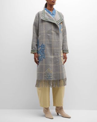 Omari Embroidered Wool-Blend Coat