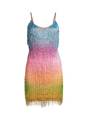 Ombré Beaded Fringe Minidress