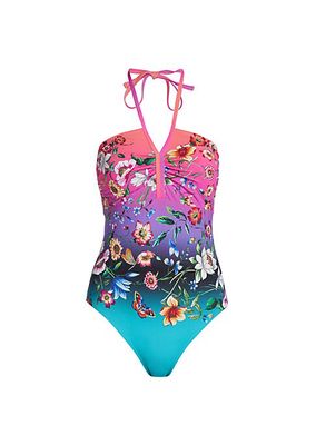 Ombre Floral One-Piece Swimsuit