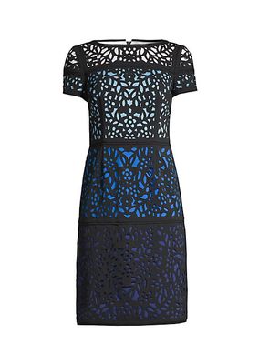 Ombre Laser-Cut Lace Dress