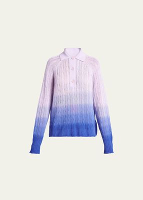 Ombre Polo Cable Wool Top