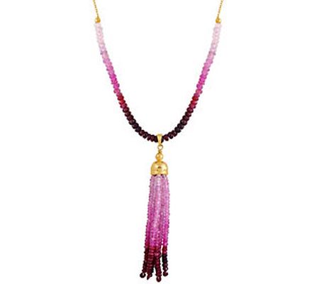 Ombre Ruby Tassel Necklace, Sterling