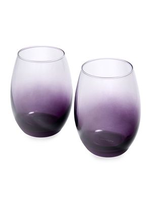 Ombré Stemless Wine Glasses 2-Piece Set - Plum - Plum