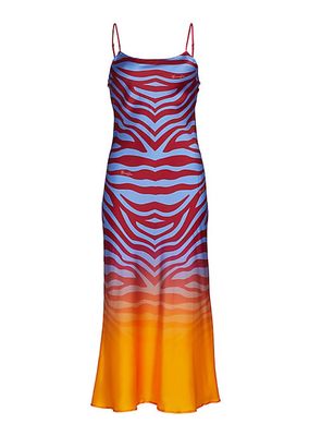 Ombré Zebra-Print Midi-Dress
