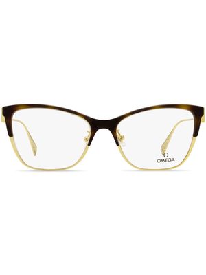 OMEGA EYEWEAR butterfly-frame glasses - Brown