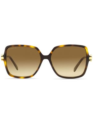 OMEGA EYEWEAR tortoiseshell-effect square-frame sunglasses - Brown