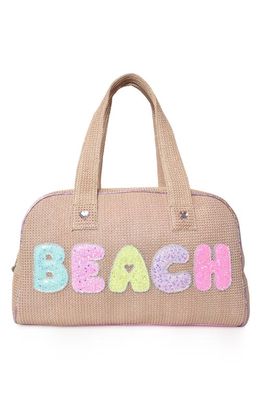 OMG Accessories Beach Straw Duffle Bag in Bubble Gum