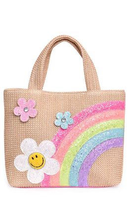 OMG Accessories Kids' Daisy Straw Tote Bag in Natural