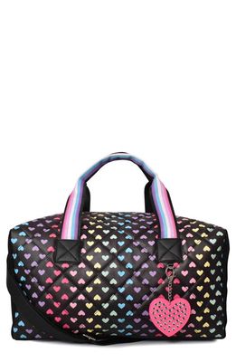 OMG Accessories Kids' Heart Print Quilted Duffle Bag in Black