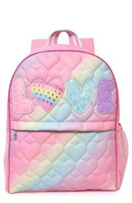 OMG Accessories Kids' Large Love Hearts Quilted Backpack in Bubble Gum