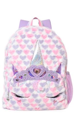 OMG Accessories Kids' Miss Gwen Hearts Plush Faux Fur Backpack in Lavender