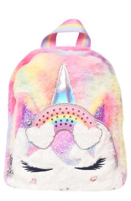 OMG Accessories Kids' Miss Gwen Ombré Rainbow Plush Faux Fur Backpack in Lavender